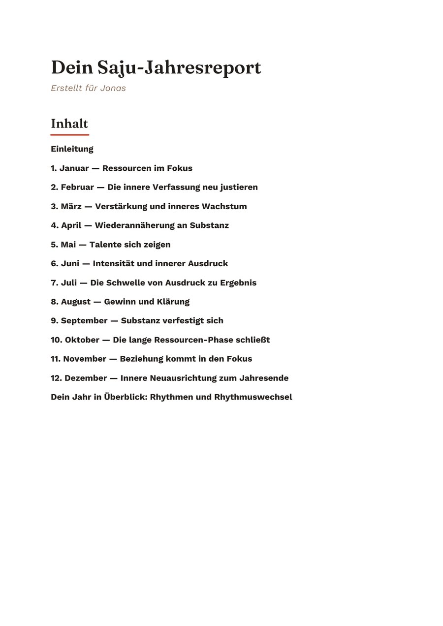 Titel- und Inhaltsseite eines echten Palja-Jahresreports